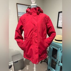 Lands End Women's Red Heavyweight Insulated Squall Hooded Jacket Size Small
